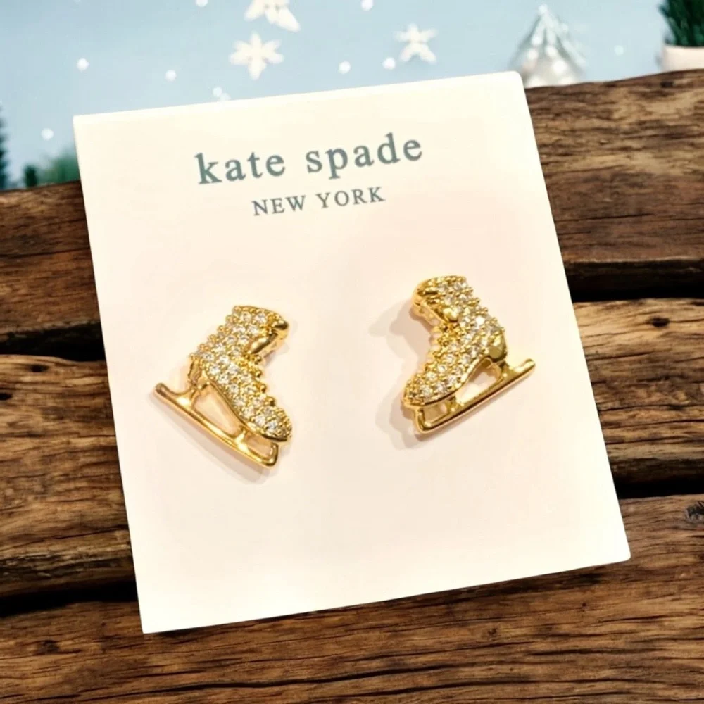 Kate Spade Snow Day‎ Ice Skate Stud Earrings NWT